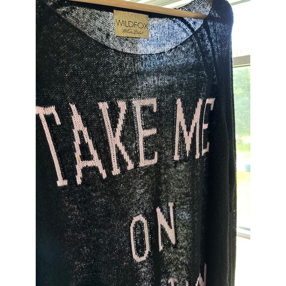 Wildfox White Label Black Take me on Vacation Oversized Knit Sweater Size Small - Picture 6 of 6